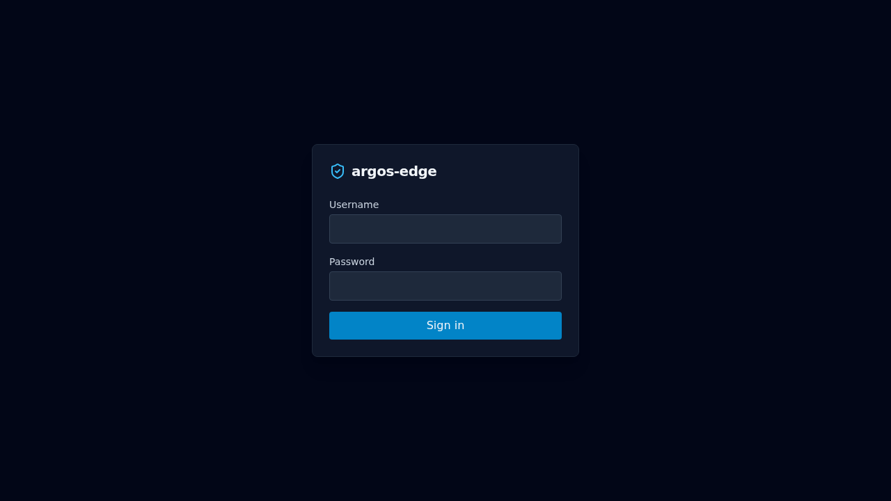 Argos login form with username and password fields