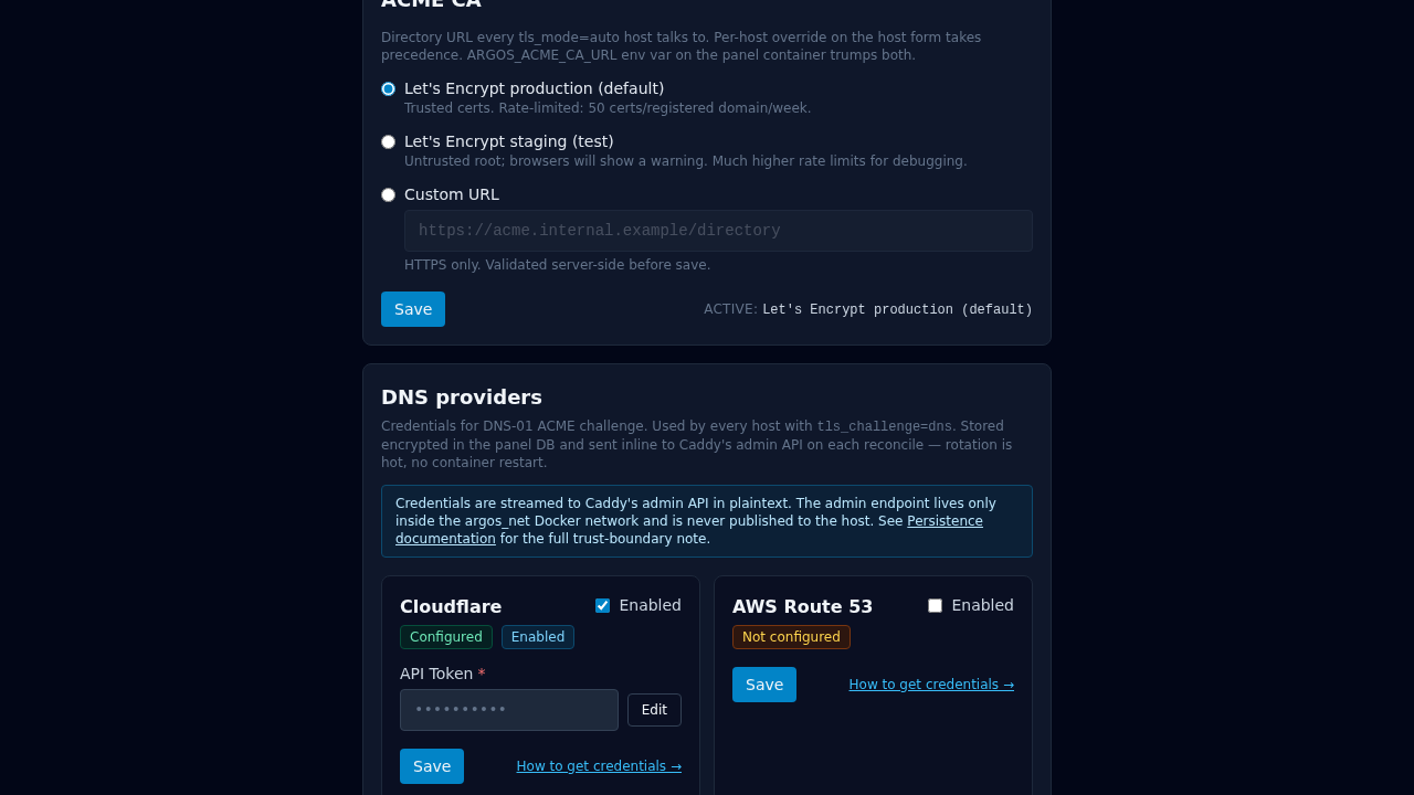 Settings DNS providers